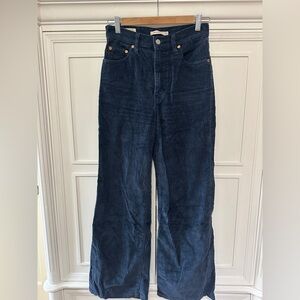 Levi’s Ribcage Wide Leg Navy Corduroy Pants